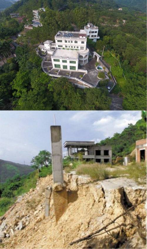 公园内现多栋别墅，其中一栋2019年被拆除。受访者供图