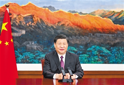 五月二十四日，国家主席习近平应邀以视频方式出席欧亚经济联盟第二届欧亚经济论坛全会开幕式并致辞。新华社记者李学仁摄