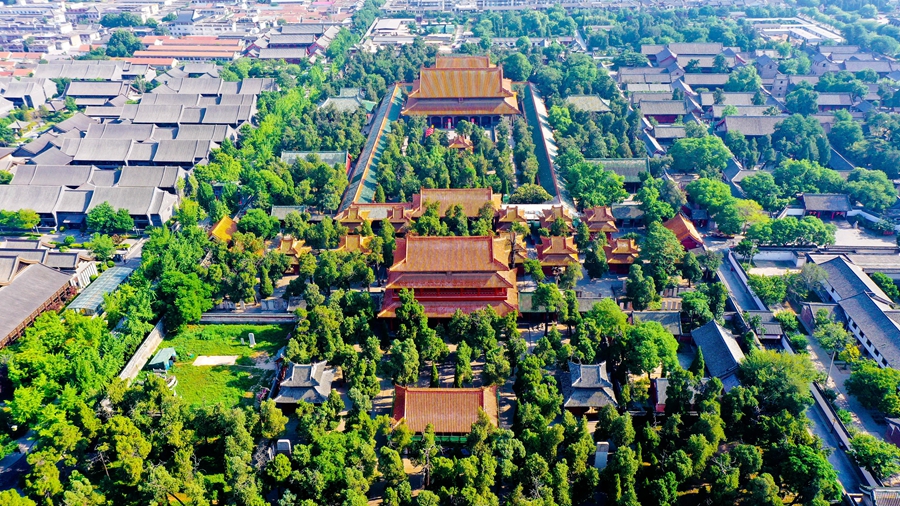 这是2023年6月8日无人机航拍的曲阜市孔庙、孔府及周边城市风貌。新华社记者 郭绪雷 摄